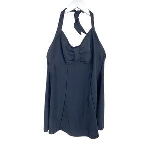 Carol Wior Black women's swim dress Size 16 USA Halter neck USA Slimming